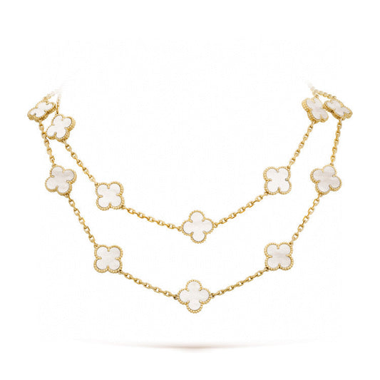 [⭐Veyra]CLOVER 20 MOTIFS WHITE MOP NECKLACE