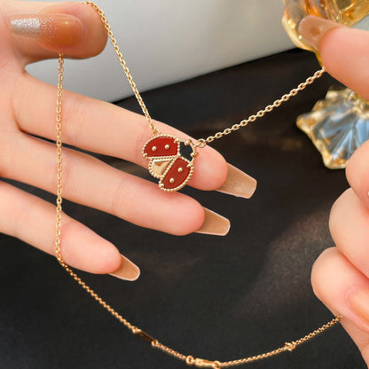 [⭐Veyra]LUCKY  CARNELIANS LADYBUG NECKLACE