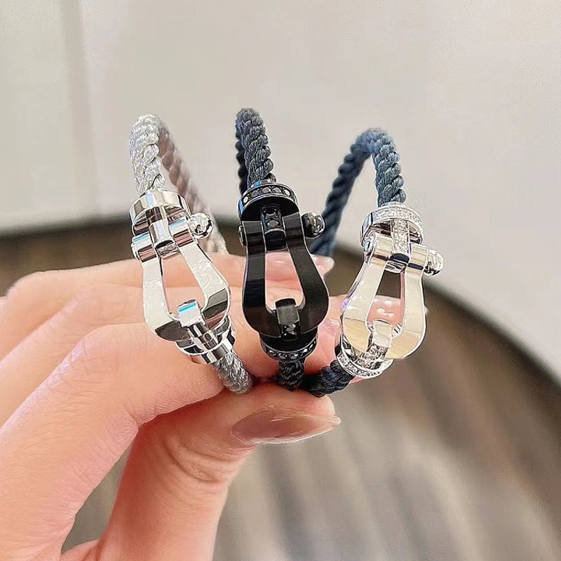[⭐Veyra]FORCE LARGE HORSESHOE NO DIAMOND BRACELET SILVER
