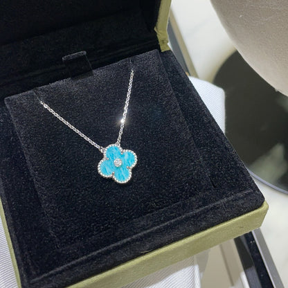 [⭐Veyra]CLOVER 15MM DIAMOND SVRES PORCELAIN  NECKLACE SILVER