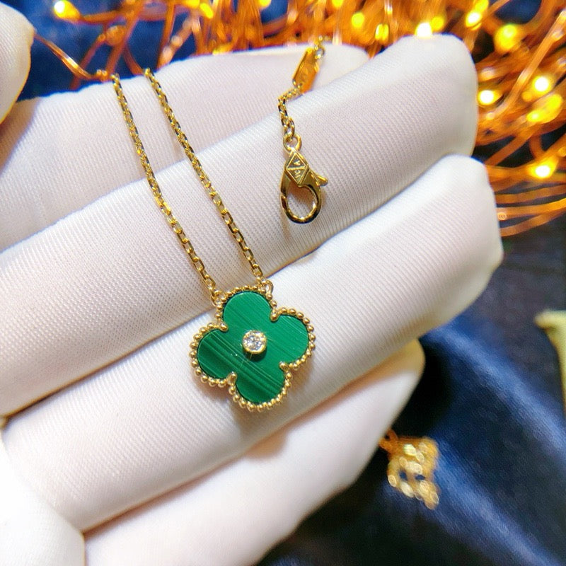 [⭐Veyra]CLOVER 15MM DIAMOND TURQUOISE NECKLACE
