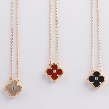 [⭐Veyra]CLOVER 15MM DIAMOND CARNELIAN NECKLACE
