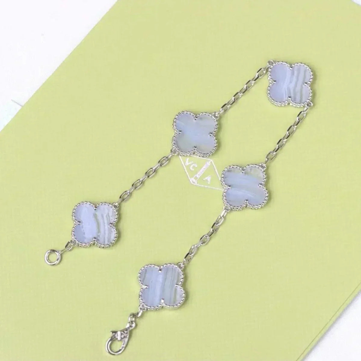 [⭐Veyra] CLOVER 5 MOTIF PURPLE CHALCEDONY BRACELET COLLECTION