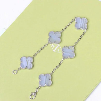 [⭐Veyra] CLOVER 5 MOTIF PURPLE CHALCEDONY BRACELET COLLECTION