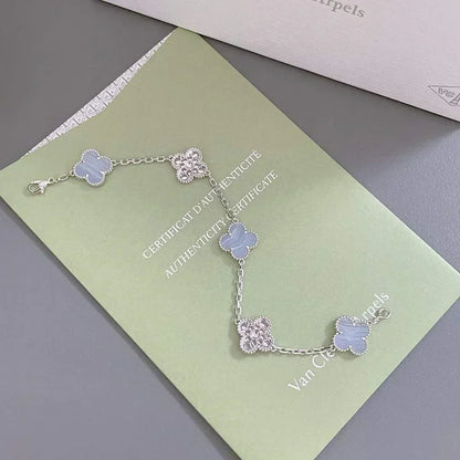 [⭐Veyra] CLOVER 5 MOTIF PURPLE CHALCEDONY BRACELET COLLECTION