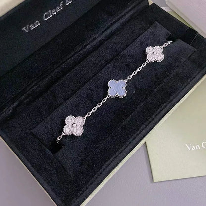 [⭐Veyra] CLOVER 5 MOTIF PURPLE CHALCEDONY BRACELET COLLECTION