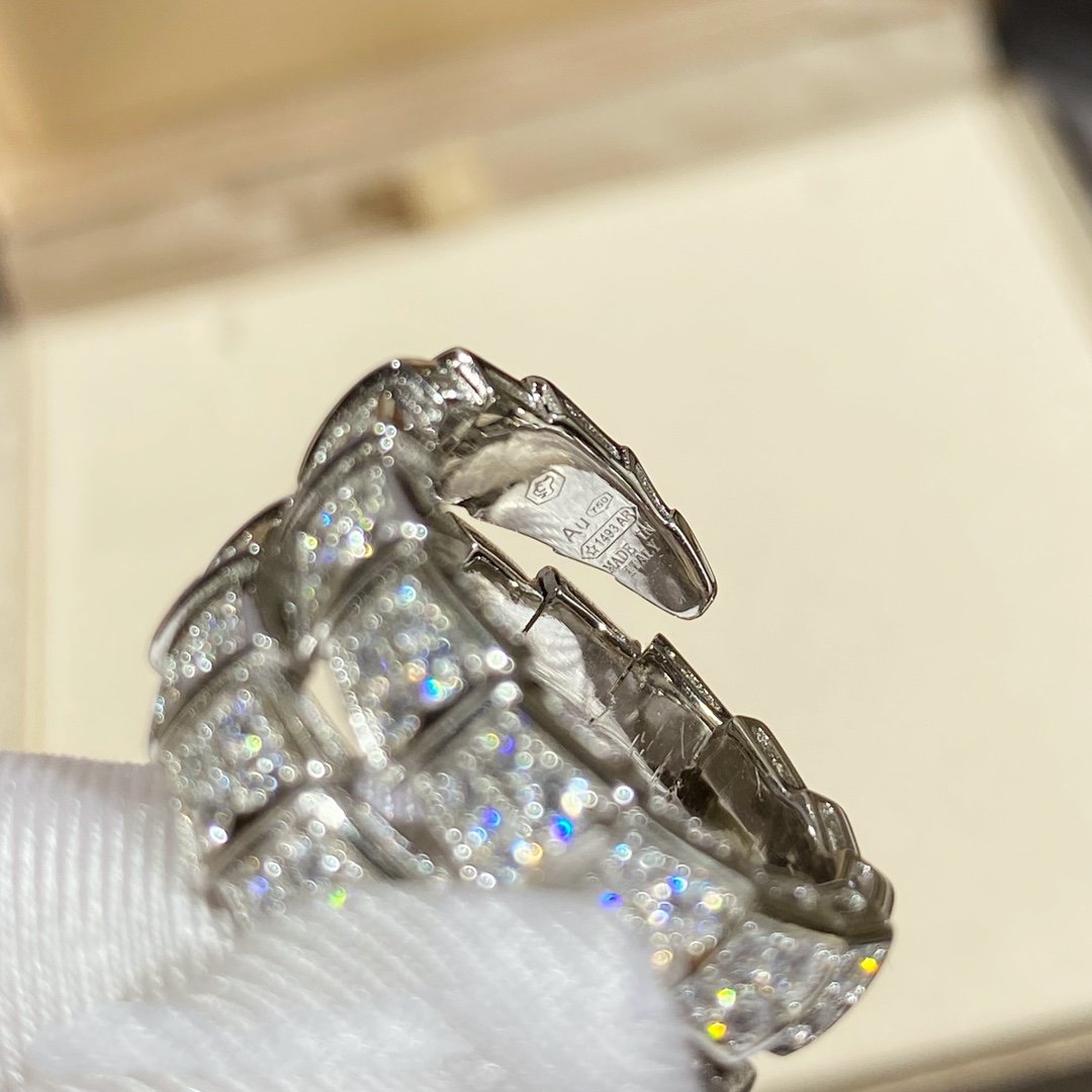 [⭐Veyra]SERPENTI DOUBLE RING SILVER DIAMOND PAVED