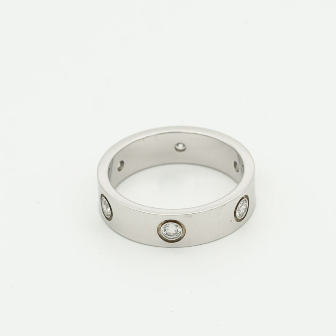 [⭐Veyra]LOVE RING 5.5MM 6 DIAMONDS SILVER