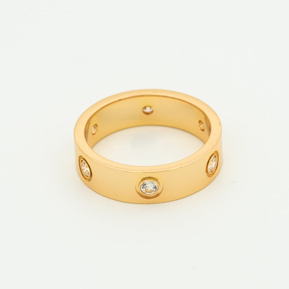 [⭐Veyra]LOVE RING 5.5MM 6 DIAMONDS PINK GOLD
