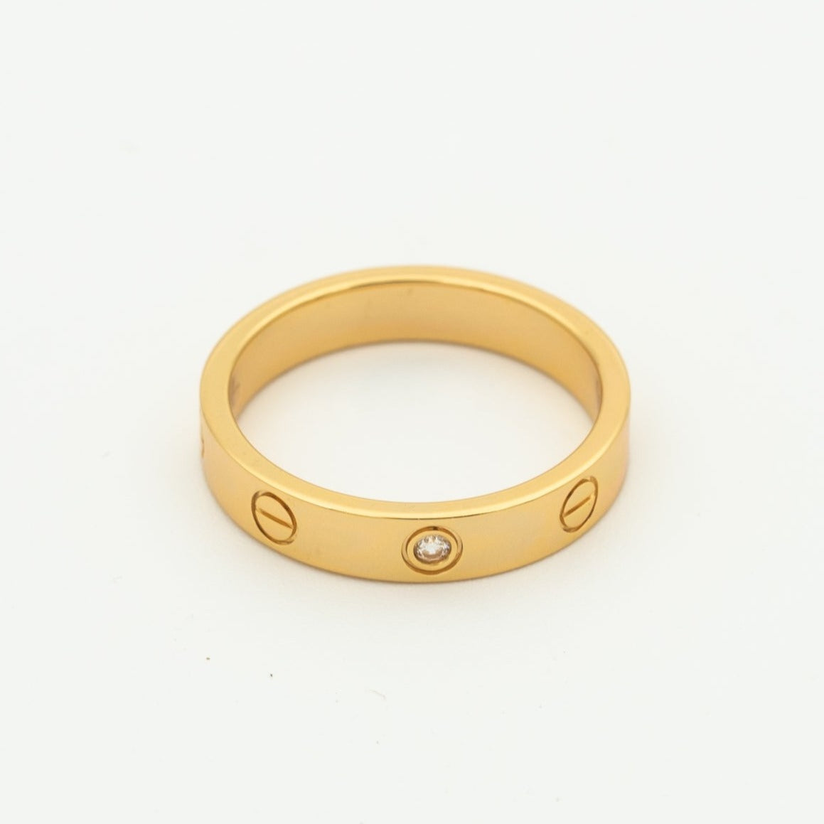 [⭐Veyra]LOVE RING 4MM 1 DIAMOND PINK GOLD