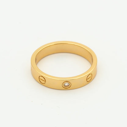 [⭐Veyra]LOVE RING 4MM 1 DIAMOND PINK GOLD