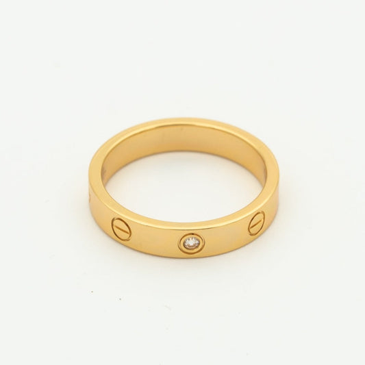 [⭐Veyra]LOVE RING 4MM 1 DIAMOND PINK GOLD