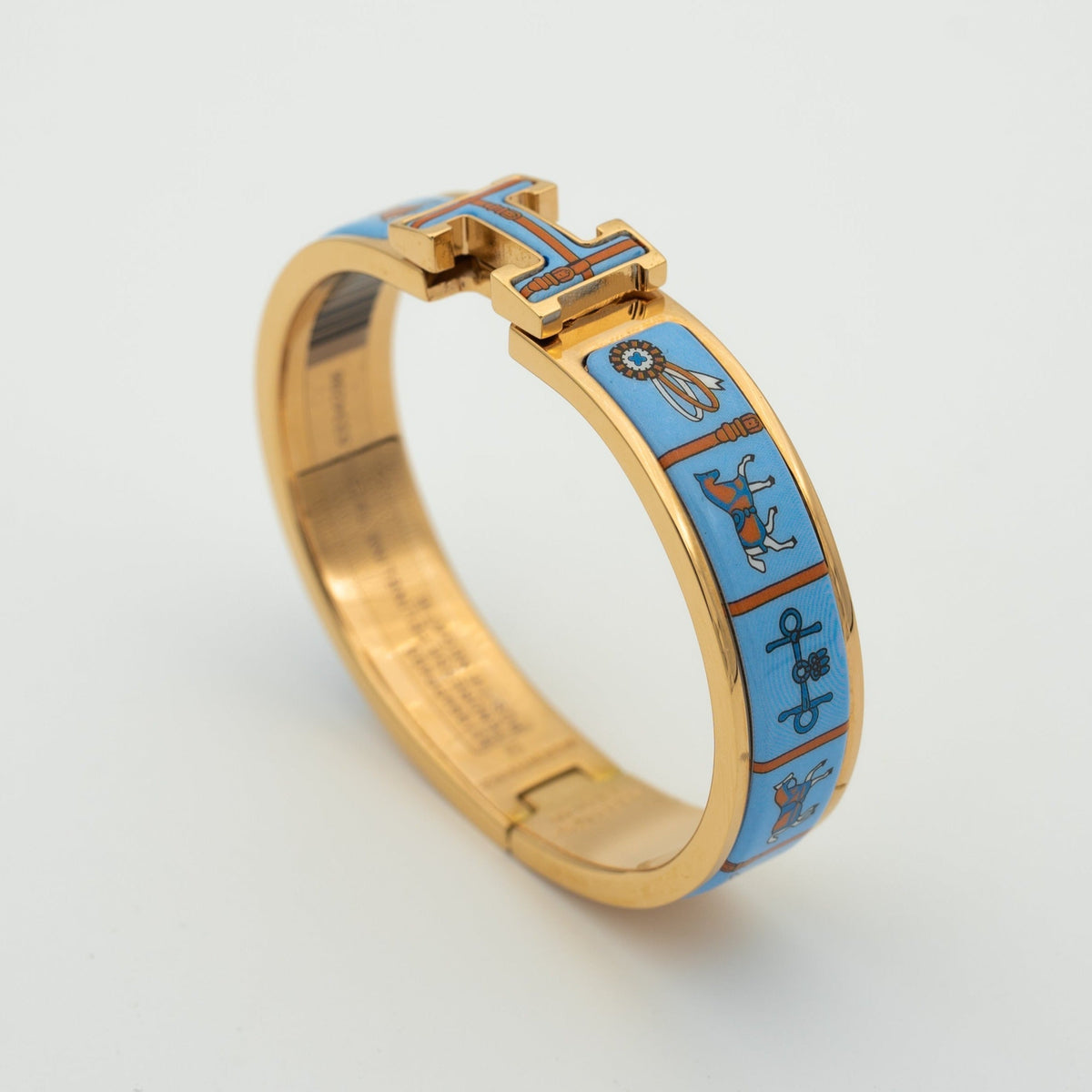 [⭐Veyra]H PINK GOLD BRACELET BLUE CERAMIC