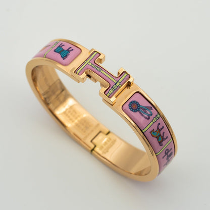 [⭐Veyra]H PINK GOLD BRACELET PINK CERAMIC