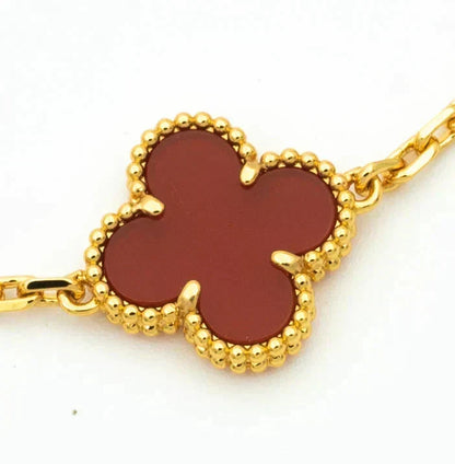 [⭐Veyra] CLOVER 5 MOTIF RED CORNELIAN BRACELET COLLECTION