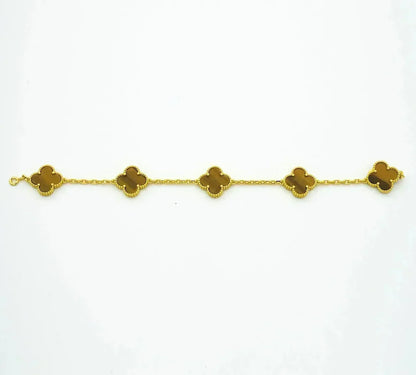 [⭐Veyra] CLOVER 5 MOTIFS TIGER EYE BRACELET COLLECTION