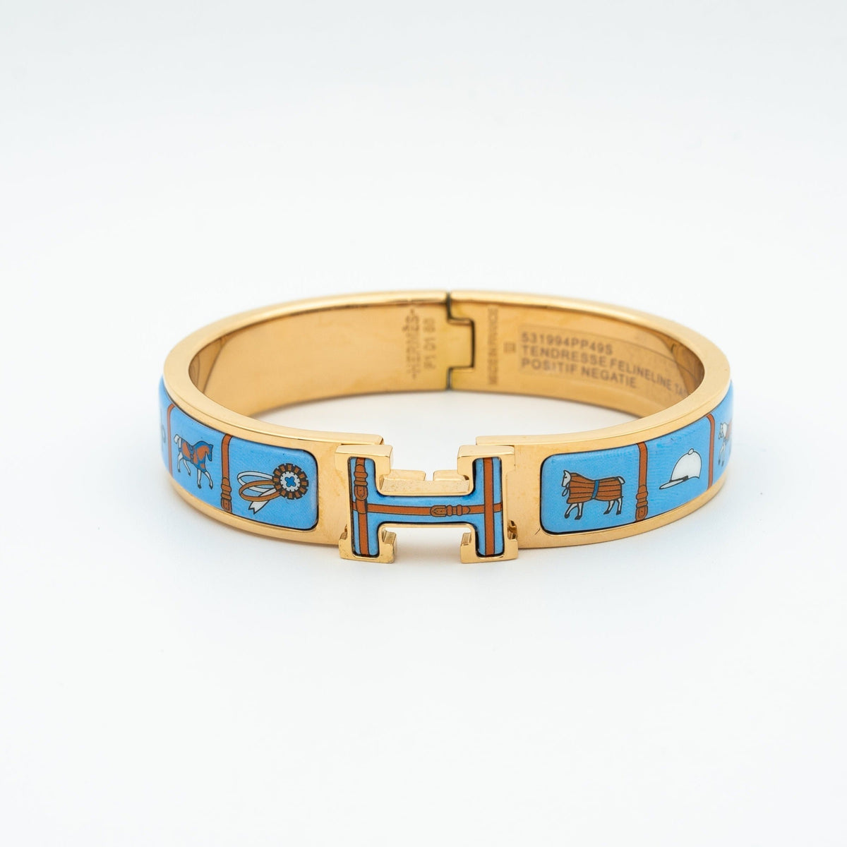 [⭐Veyra]H PINK GOLD BRACELET BLUE CERAMIC