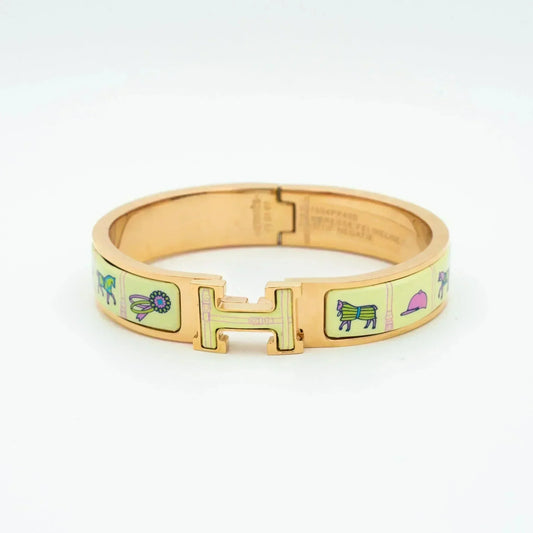 [⭐Veyra]H PINK GOLD BRACELET CREAM CERAMIC