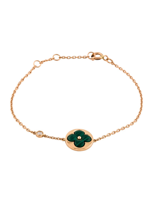 [⭐Veyra]SUN MALACHITE 1 DIAMOND PINK GOLD BRACELET