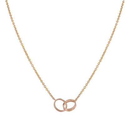 [⭐Veyra]LOVE NECKLACE DOUBLE RING PINK GOLD