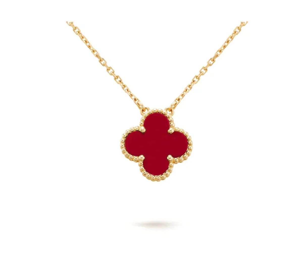 [⭐Veyra]CLOVER 15MM CARNELIAN SINGLE FLOWER NECKLACE