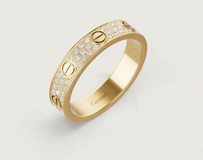 [⭐Veyra]LOVE RING 4mm-wide full-diamond ring GOLD