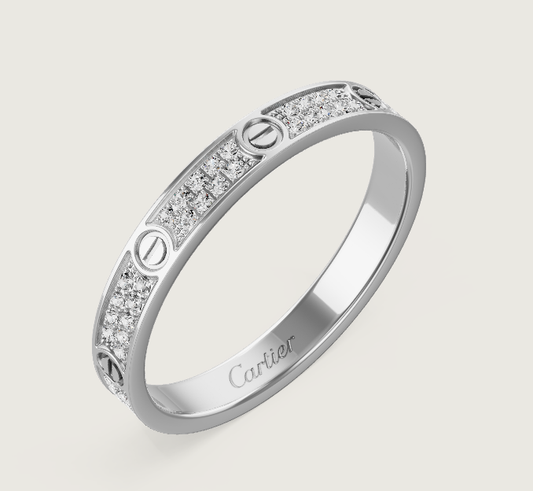 [⭐Veyra]LOVE RING 2.6mm-wide full-diamond ring silver