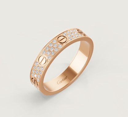 [⭐Veyra]LOVE RING 4mm-wide full-diamond ring Rose Gold