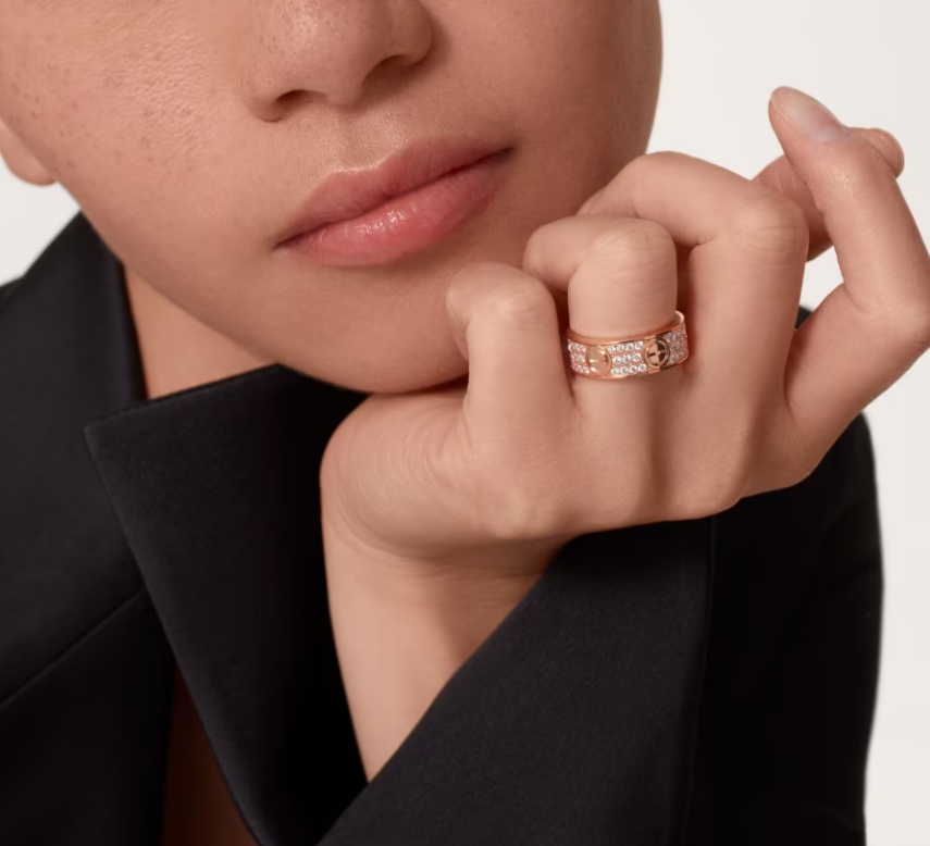 [⭐Veyra]LOVE RING 6.5mm-wide full-diamond ring Rose Gold