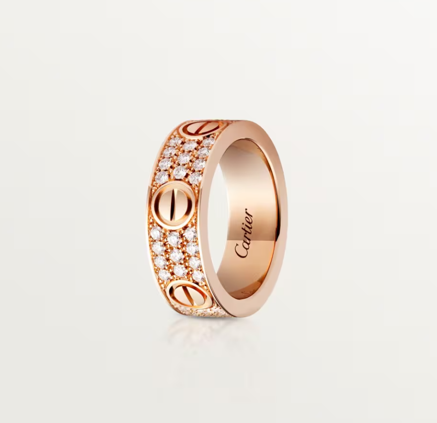 [⭐Veyra]LOVE RING 6.5mm-wide full-diamond ring Rose Gold