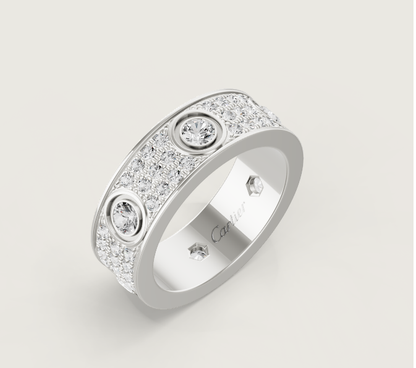 [⭐Veyra]LOVE RING 6.5MM Full Diamond, 6 Major Diamonds Silver