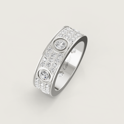 [⭐Veyra]LOVE RING 6.5MM Full Diamond, 6 Major Diamonds Silver