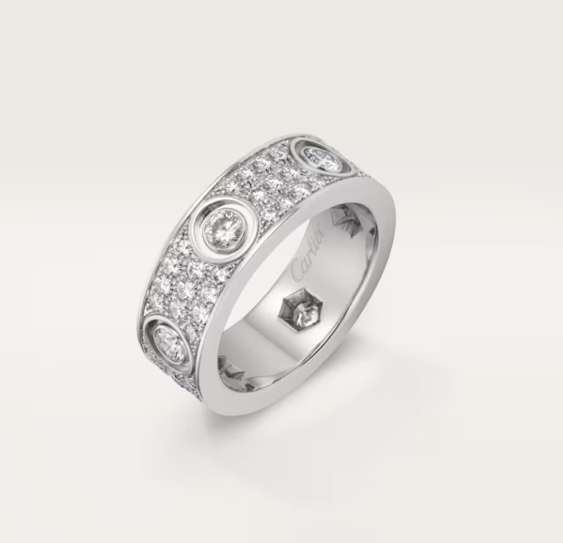 [⭐Veyra]LOVE RING 6.5MM Full Diamond, 6 Major Diamonds Silver