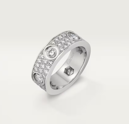 [⭐Veyra]LOVE RING 6.5MM Full Diamond, 6 Major Diamonds Silver