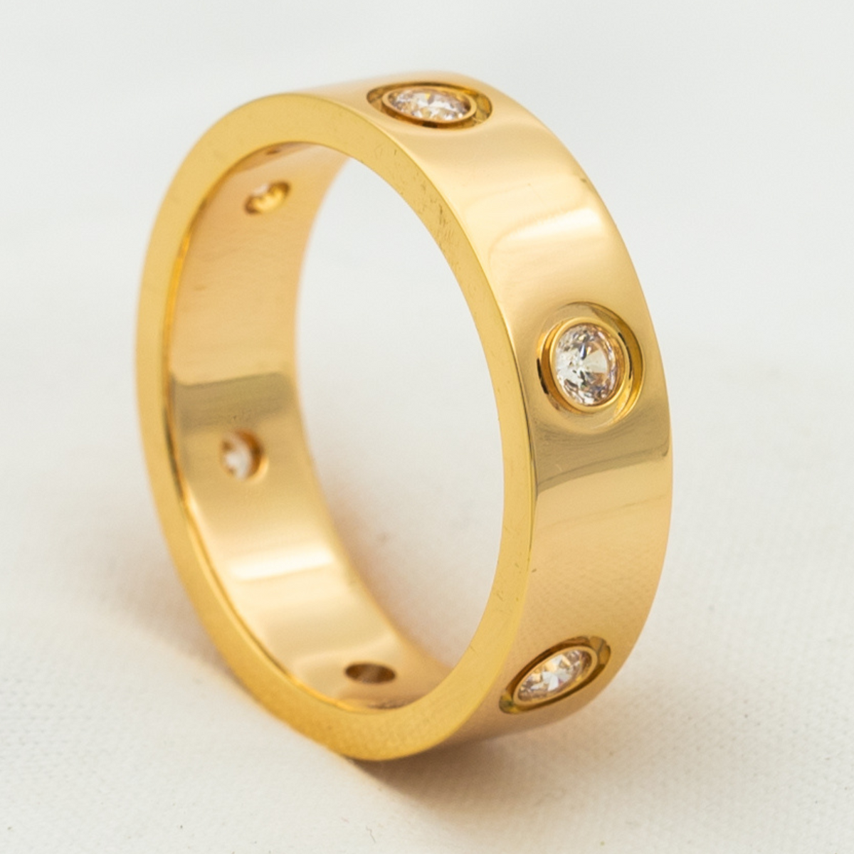 [⭐Veyra]LOVE RING 5.5MM 6 DIAMONDS PINK GOLD