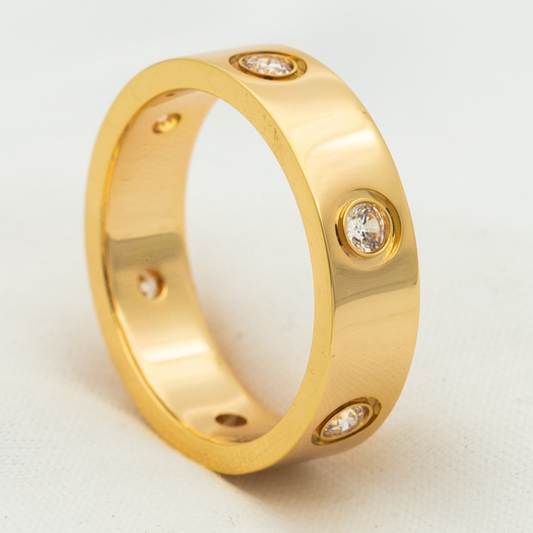 [⭐Veyra]LOVE RING 5.5MM 6 DIAMONDS PINK GOLD