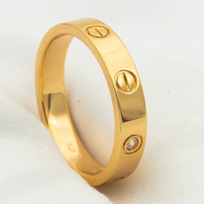 [⭐Veyra]LOVE RING 4MM 1 DIAMOND PINK GOLD