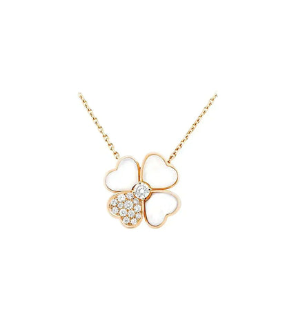[⭐Veyra]CLOVER MOP DIAMOND ROSE GOLD NECKLACE