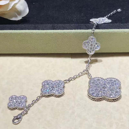 [⭐Veyra]CLOVER 6 MOTIFS SILVER DIAMOND BRACELET