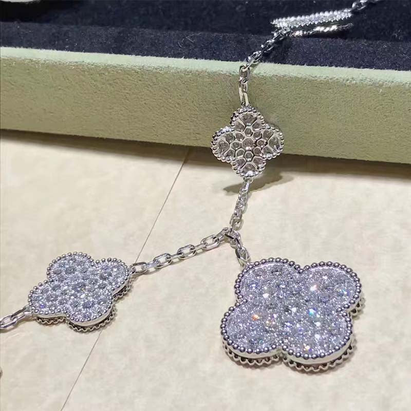 [⭐Veyra]CLOVER 6 MOTIFS SILVER DIAMOND BRACELET