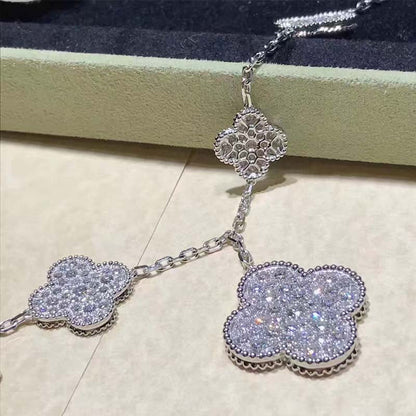[⭐Veyra]CLOVER 6 MOTIFS SILVER DIAMOND BRACELET