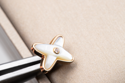 [⭐Veyra]JEUX DE WHITE MOP ROSE GOLD DIAMOND EARRINGS
