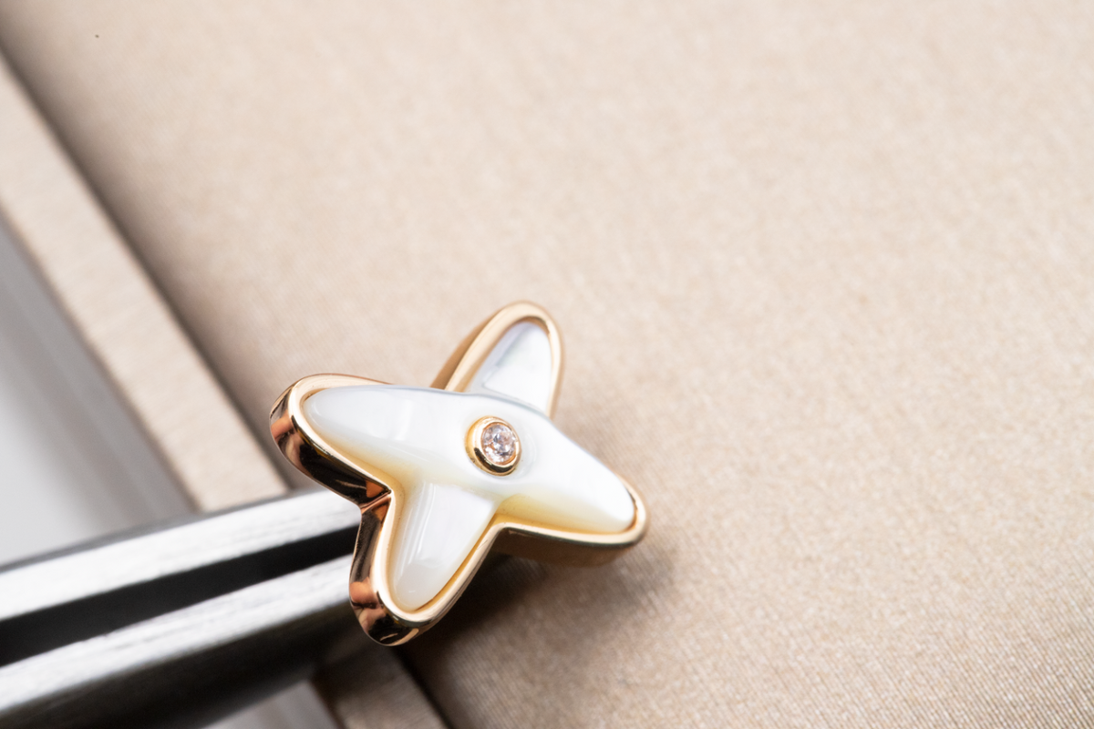 [⭐Veyra]JEUX DE WHITE MOP PINK GOLD DIAMOND EARRINGS