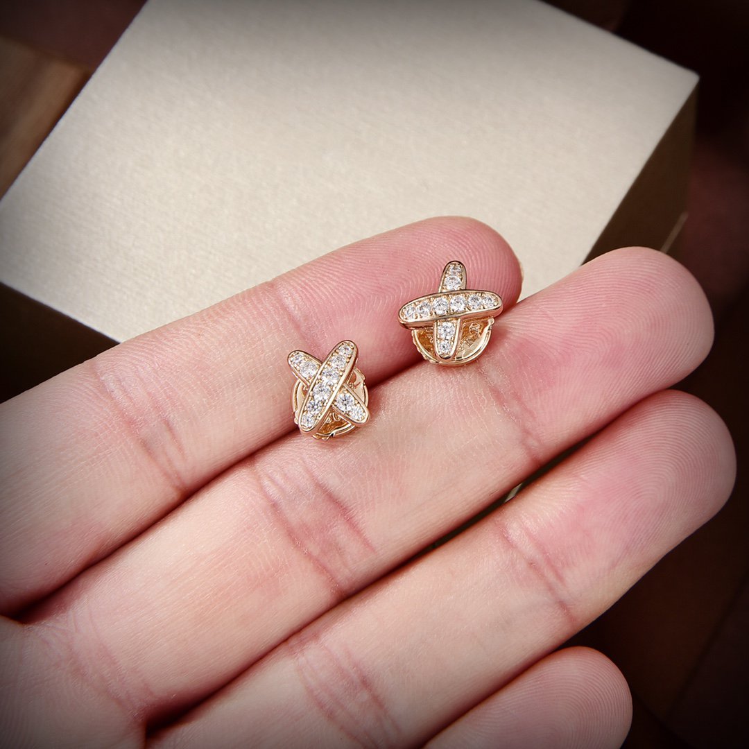[⭐Veyra]JEUX DE GOLD DIAMOND EARRINGS