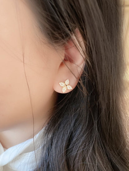 [⭐Veyra]STAR BLOSSOM STUD EARRINGS PINK GOLD DIAMONDS