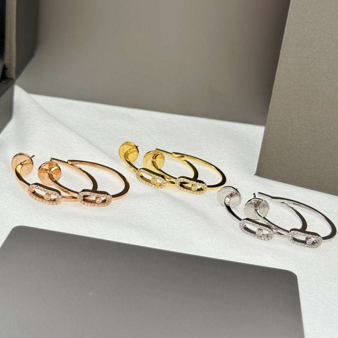 [⭐Veyra]CREOLES MOVE UNO PM DIAMOND EARRINGS