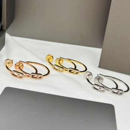 [⭐Veyra]CREOLES MOVE UNO PM DIAMOND EARRINGS