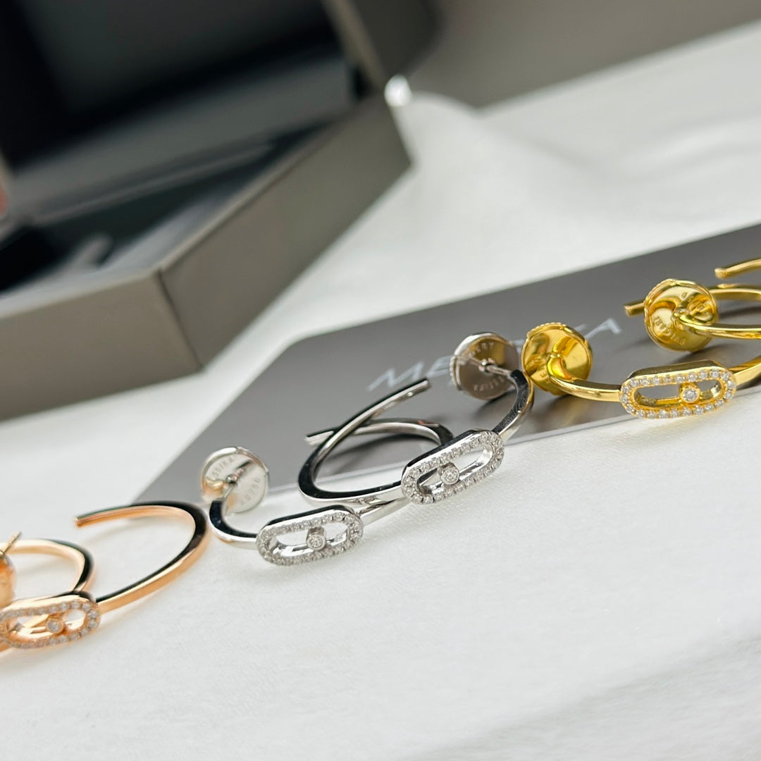 [⭐Veyra]CREOLES MOVE UNO PM DIAMOND EARRINGS