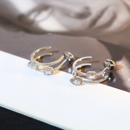 [⭐Veyra]CREOLES MY TWIN 2 RANGS SILVER DIAMOND EARRINGS