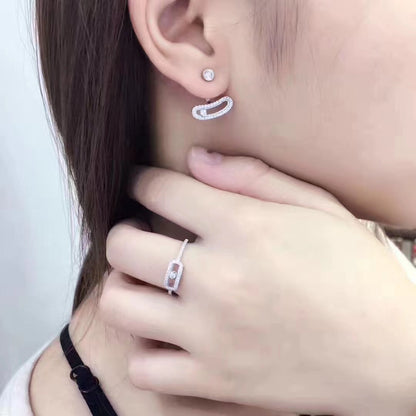 [⭐Veyra]MOVE UNO SILVER DIAMOND EARRINGS